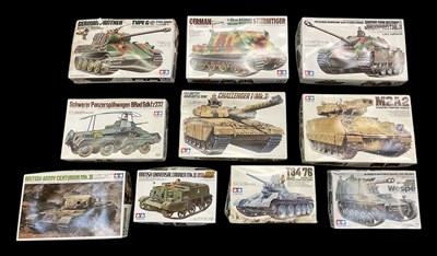 Lot 506 - TAMIYA; ten 1:35 scale tank and military...