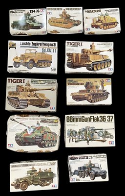 Lot 507 - TAMIYA; eleven boxed 1:35 scale tank and...