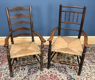Lot 2876 - An early 19th century ladder back rush seated...