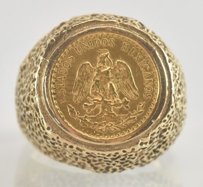 Lot 1241 - A Mexican two pesos 1945 gold coin, set in 9ct...