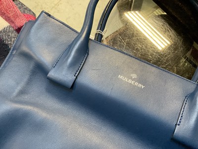 Lot 216 - MULBERRY; a blue handbag with stamped logo to...