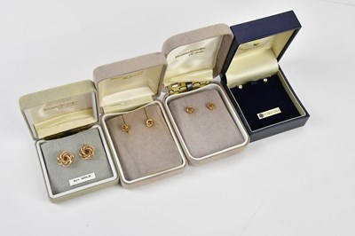 Lot 194 - Four pairs of ear studs, including a pair of...