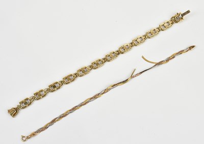Lot 47 - An Italian yellow metal bracelet stamped '9K'...