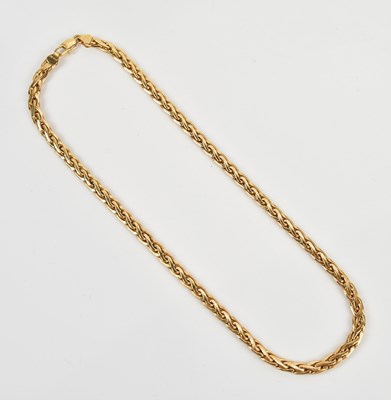 Lot 248 - An Italian yellow metal flat link necklace,...