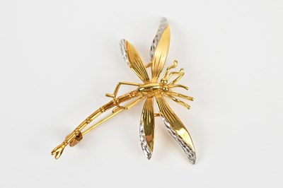 Lot 82 - A yellow metal dragonfly brooch, the pin...