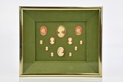 Lot 1541 - A montage of twelve cameos, 28 x 33cm, framed...