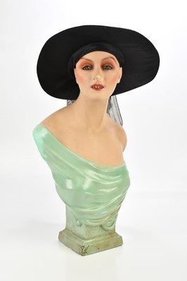 Lot 1383 - A 1930s mannequin head and torso, bearing...