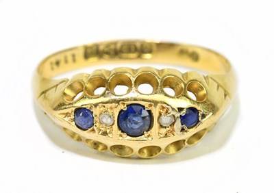 Lot 1119 - An 18ct yellow gold sapphire and diamond small...
