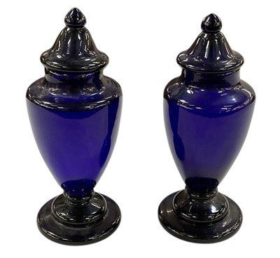 Lot 641 - A pair of early 20th century hand blown blue...