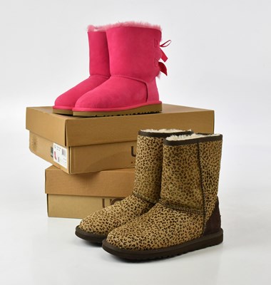 Lot 683 - UGG; a pair of fuchsia pink suede K. Bailey...