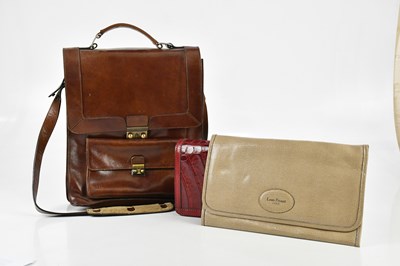 Lot 731 - LOUIS FERAUD; a tan embossed faux snakeskin...