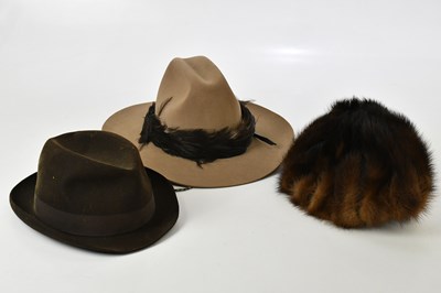 Lot 727 - JOHN B STETSON; a tan beaver fur felt hat,...