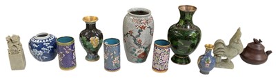 Lot 1048 - Three modern Chinese gilt metal cloisonné...