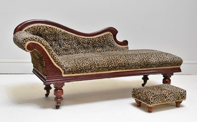 Lot 1200 - A Victorian carved walnut chaise lounge and...
