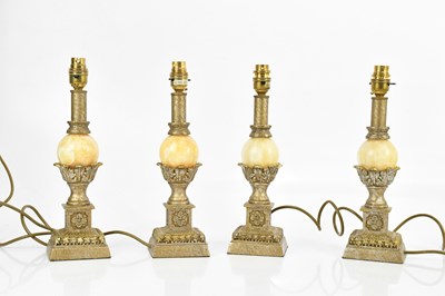 Lot 1683 - Four decorative alabaster and bronze effect...