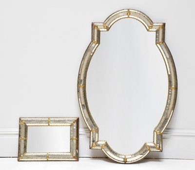 Lot 1046 - A Venetian style shaped oval wall mirror,...