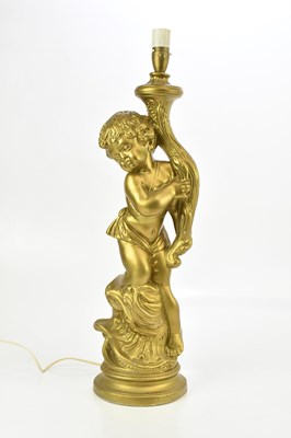 Lot 1690 - A decorative painted plaster lamp, modelled as...