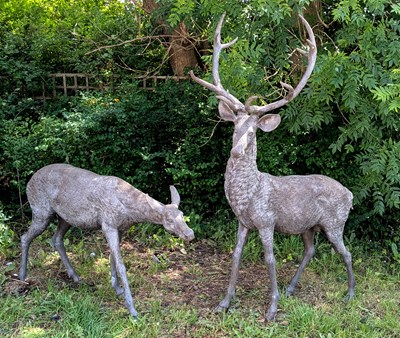 Lot 1286 - A pair of large and impressive bronzed metal...