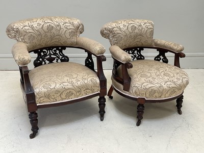 Lot 1209 - A pair of Victorian mahogany framed...