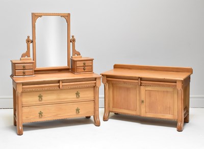 Lot 1067 - An Edwardian oak dressing table, with mirror,...