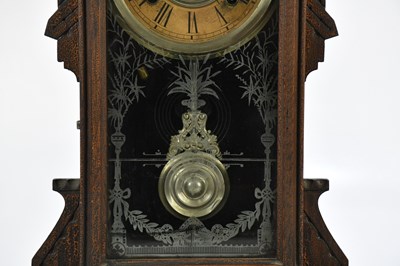 Lot 1337 - ANSONIA; a mantel clock, with etched glass...