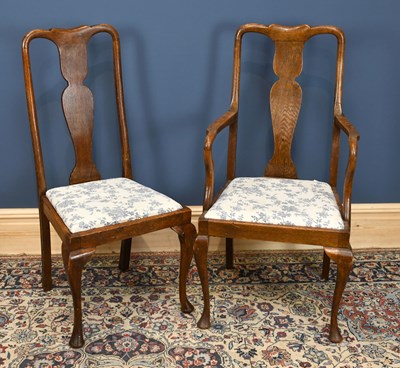 Lot 2967 - A set of six oak dining chairs, in 18th...