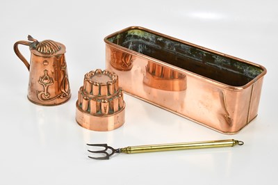 Lot 1565 - A copper jardinière jelly mould, an Art...