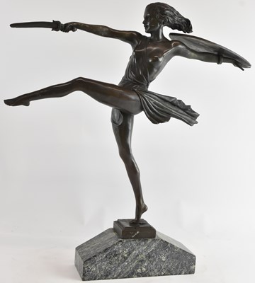 Lot 647 - PIERRE LE FAGUAYS; a bronze Art Deco figure,...