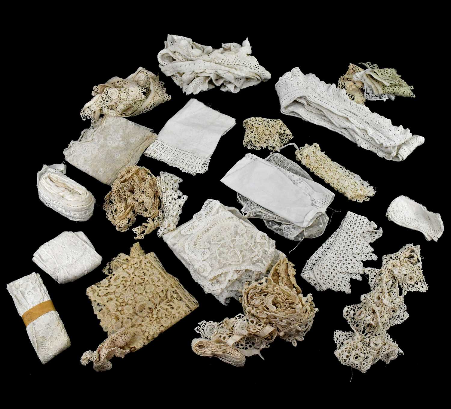 Lot 1635 - A quantity of handmade lace collars, with...