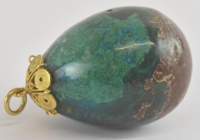 Lot 1272 - A yellow metal mounted turquoise oval bead...