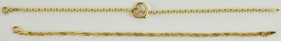 Lot 1349 - A 9ct yellow gold fine link bracelet, length...