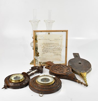 Lot 1469 - A pair of late Victorian brass and glass oil...