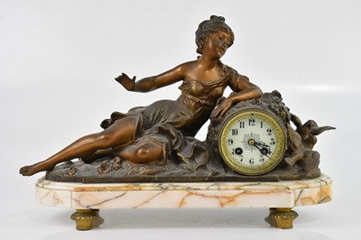 Lot 1308 - A late 19th century bronzed spelter eight day...