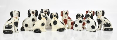 Lot 2571 - Five pairs of Staffordshire dogs, tallest 15cm.
