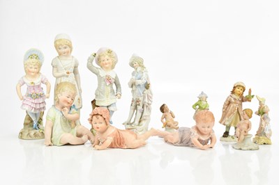 Lot 2503 - A collection of ten Continental bisque figures,...