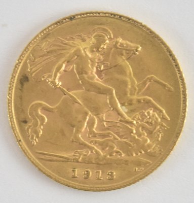 Lot 1396 - A George V half sovereign, 1913..