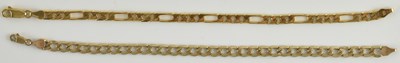 Lot 1343 - A 9ct yellow gold figaro link bracelet, length...