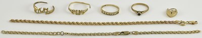 Lot 1200 - A 9ct yellow gold rope twist bracelet (cut),...