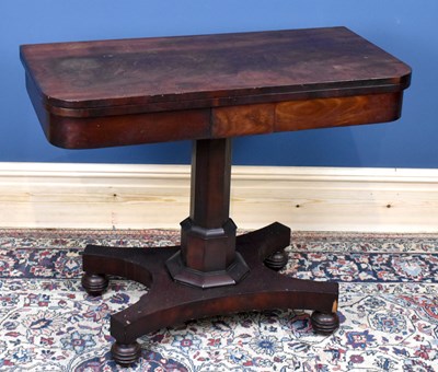 Lot 2778 - A William IV mahogany fold over card table...