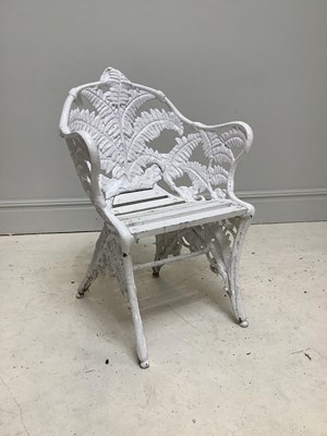 Lot 1289 - A Coalbrookdale style white painted cast iron...