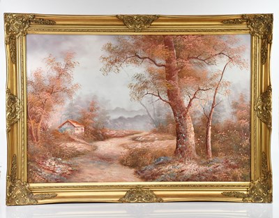 Lot 2252 - CAFIECI; oil on canvas, landscape, signed, 59...