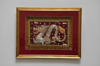 Lot 2353 - A Taiwanese embroidered raised work panel...