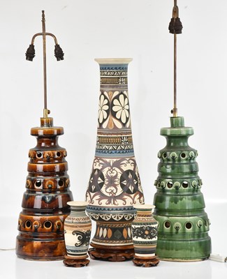 Lot 2352 - A Malaysian copper and brass lamp, decorated...