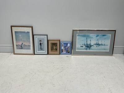 Lot 2184 - A group of four decorative pictures comprising...