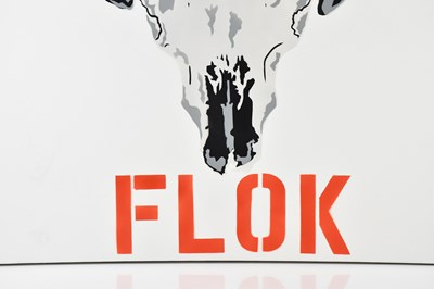 Lot 2326 - FLOK; spray paint stencil, ram's skull, signed...