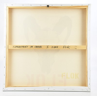 Lot 2326 - FLOK; spray paint stencil, ram's skull, signed...