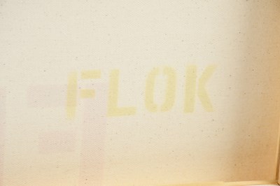 Lot 2326 - FLOK; spray paint stencil, ram's skull, signed...