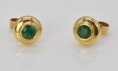 Lot 507 - A pair of 18ct yellow gold and single stone...