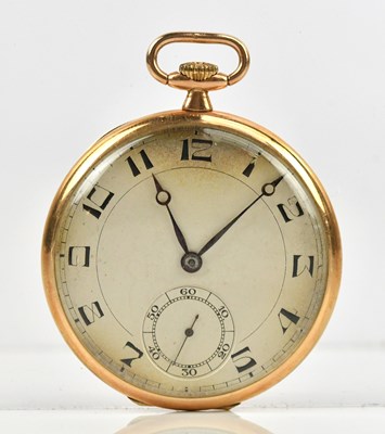 Lot 512 - A 9ct gold open face crown wind pocket watch,...