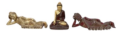 Lot 1045 - Three modern Thai gilt wood and jewelled...